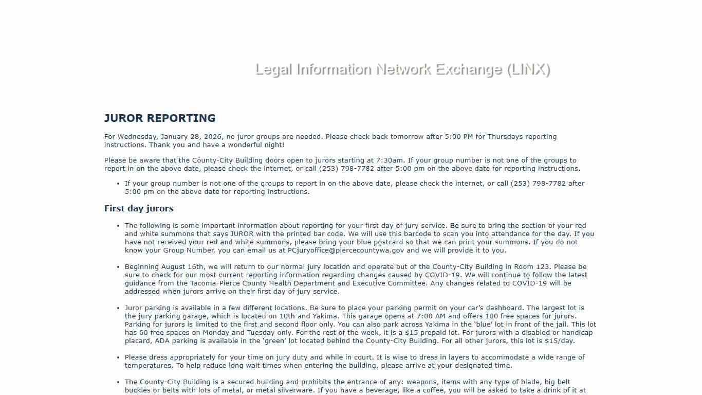 juror reporting - LINX