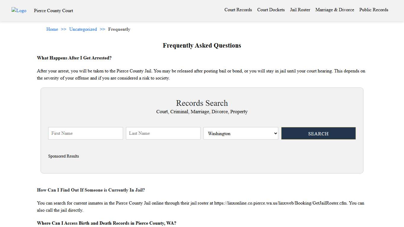 Frequently Asked Questions Pierce County Court