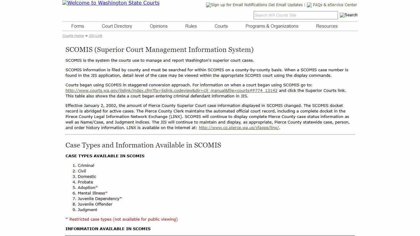 Washington State Courts - JIS-Link
